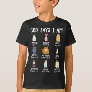Camiseta Deus Bonito Diz Que Sou Gato, Bíblia Cristã de Fé