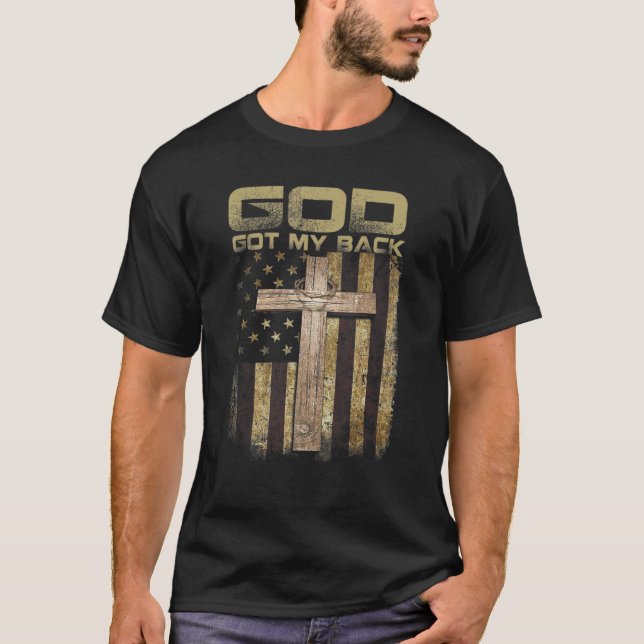 Camiseta Deus Conseguiu Minha Bandeira Americana Cristã Jes (Frente)