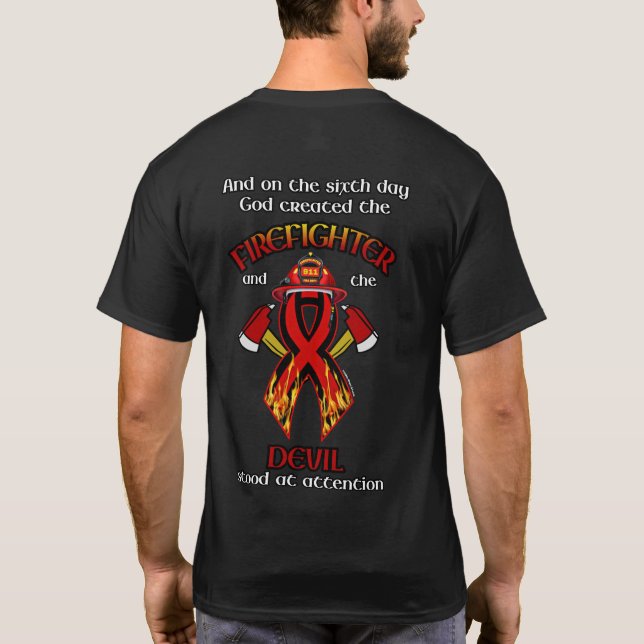 Camiseta Deus Criou o Bombeiro (Verso)