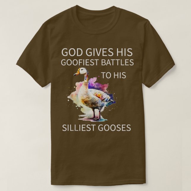 Camiseta Deus Dá As Suas Batalhas Mais Goofistas Ao Seu Goo (Frente do Design)