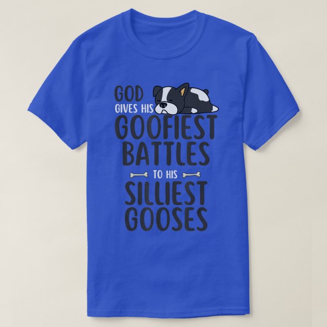 Camiseta Deus Dá As Suas Batalhas Mais Goofistas Ao Seu Goo (Frente do Design)