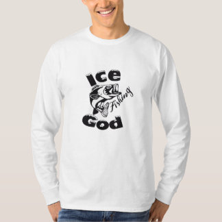 Camiseta Deus da Pesca do Gelo - Camisa-T de Capa Longa
