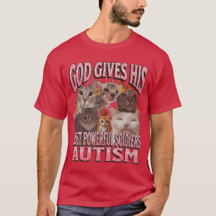 Camiseta Deus Dá Seu Mais Poderoso Autismo Funny Cat Meme
