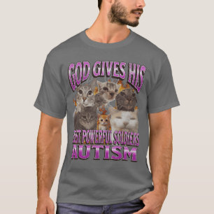 Camiseta Deus Dá Seu Mais Poderoso Autismo Funny Cat Meme