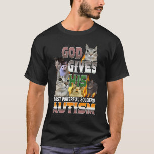 Camiseta Deus Dá Seu Mais Poderoso Meme de Gato Engraçado d
