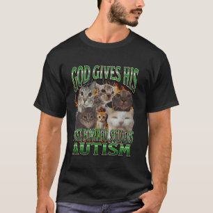 Camiseta Deus Dá Seu Mais Poderoso Meme de Gato Engraçado d