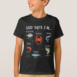 Camiseta Deus Diz Que Estou Pescaria Bíblia Cristã De Fishe