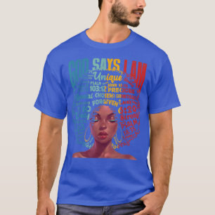 Camiseta Deus Diz Que Eu Sou Único Melanina Afro Hair Black