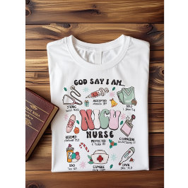 Camiseta Deus Diz Que Sou Enfermeira de UTI Cristã Versícul