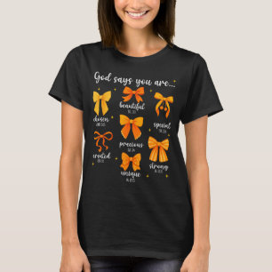 Camiseta Deus Diz Que Você É Cristão Bíblia Coquete Laço Do
