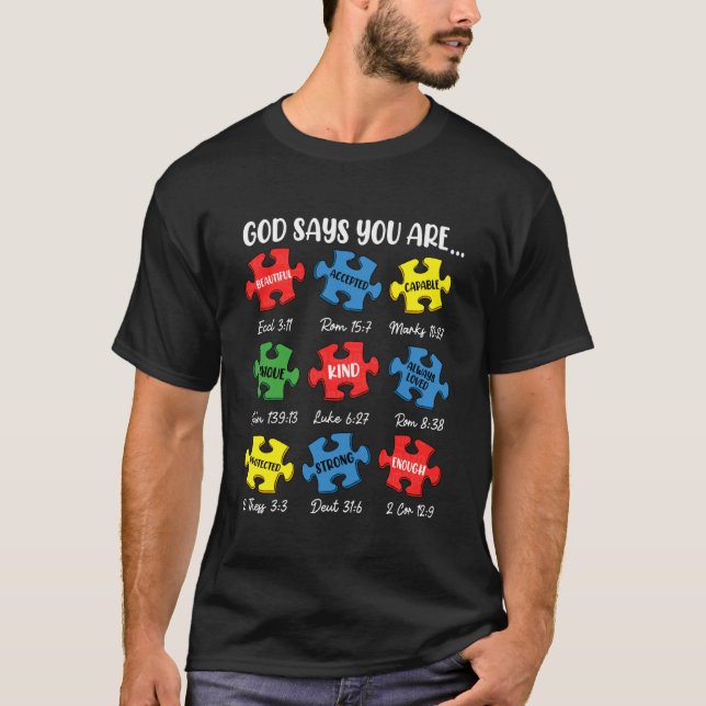 Camiseta Deus Diz Você é Autismo Cristão Jesus Versículo da (Frente)