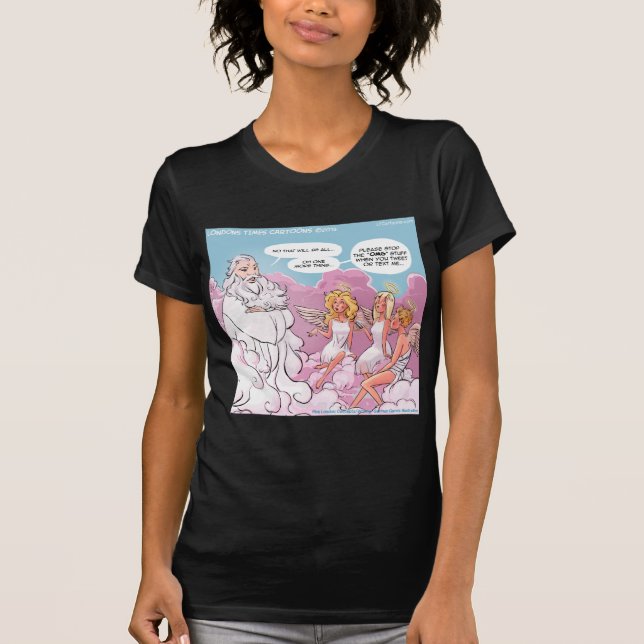 Camiseta Deus do Céu (OMG) Anjos Texto Engraçado (Frente)