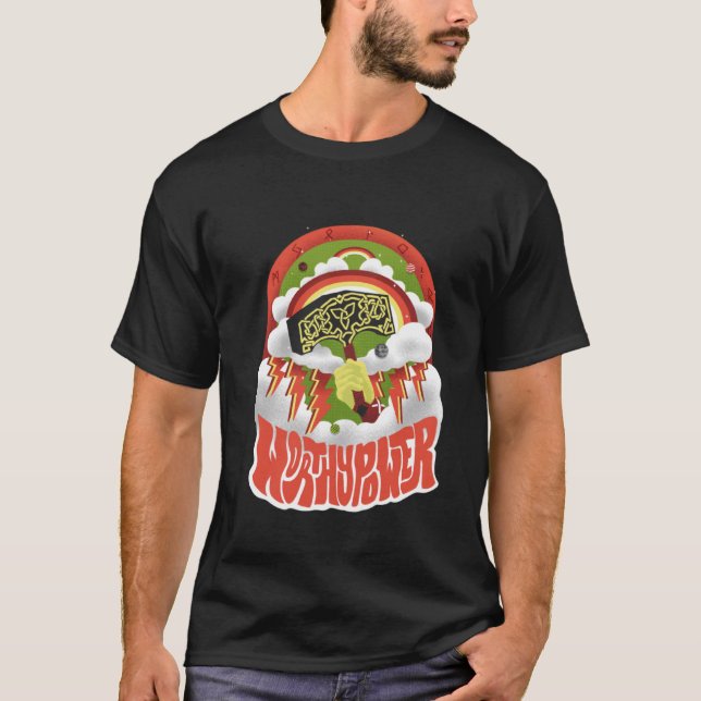 Camiseta Deus do espaço do poder digno (Frente)