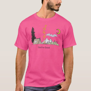 Camiseta Deus é bom acampar Design gráfico de vida simples