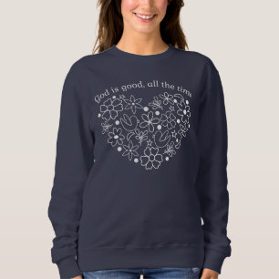 Camiseta Deus é bom o tempo todo - Floral Branco clássico