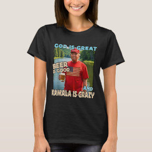 Camiseta Deus É Cerveja Excelente É Boa E Kamala É Louca