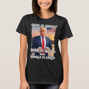 Camiseta Deus É Cerveja Excelente É Boa E Kamala É Louca