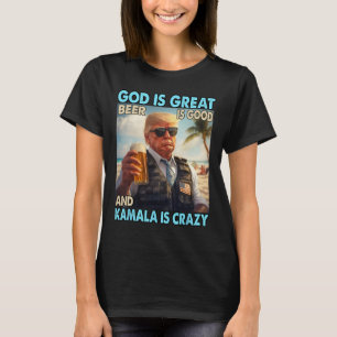 Camiseta Deus É Cerveja Excelente É Boa E Kamala É Louca