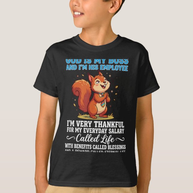 Camiseta Deus é Chefe E Funcionário Agradecido Por (Frente)