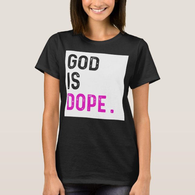 Camiseta Deus é Dope PURPLE Funny Christian Faith Acredite  (Frente)
