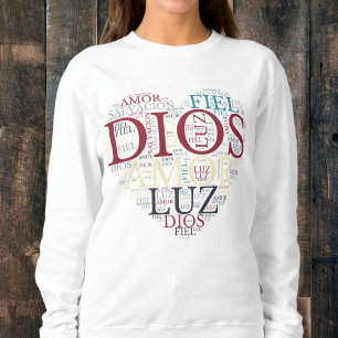 Camiseta Deus E Fé Coração Mulher Cristã Espanhol
