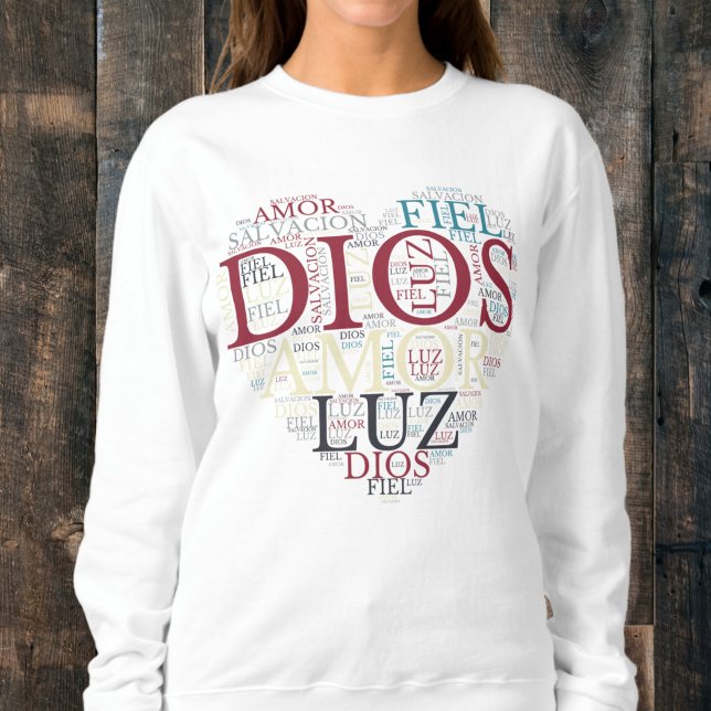 Camiseta Deus E Fé Coração Mulher Cristã Espanhol (Criador carregado)