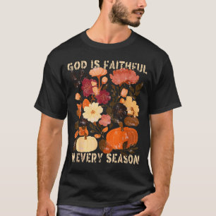 Camiseta Deus é Fiel em Todas as Estações Floral Outono Cri