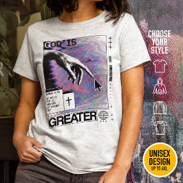 Camiseta Deus É Maior Moda Cristã Contemporânea Sintético