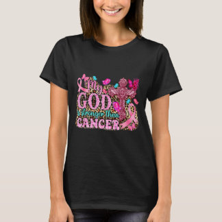 Camiseta Deus é mais forte do que câncer de mama cristão