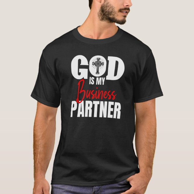 Camiseta Deus É Meu Parceiro Funny Autoempregado Gra (Frente)