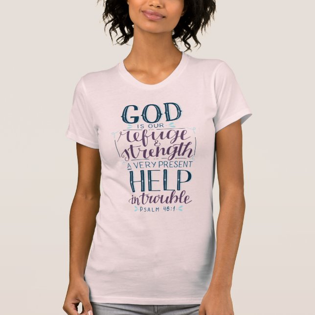 Camiseta Deus é nosso refúgio e força, senhoras (Frente)