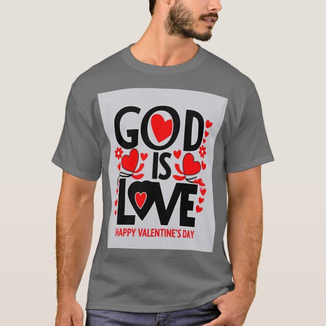 Camiseta Deus é o dia de os namorados do amor (Frente)