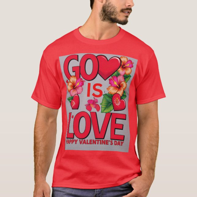 Camiseta Deus é o dia de os namorados do amor (Frente)
