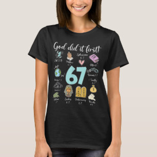 Camiseta Deus engraçado fez primeiro 67 Meme Jesus cristão