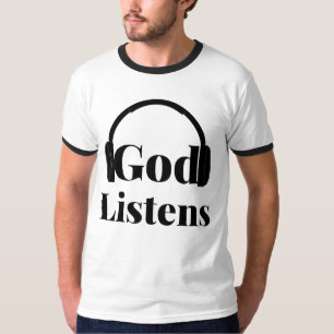 Camiseta Deus Escuta A Fé Baseada Em Citação Mens Ringer