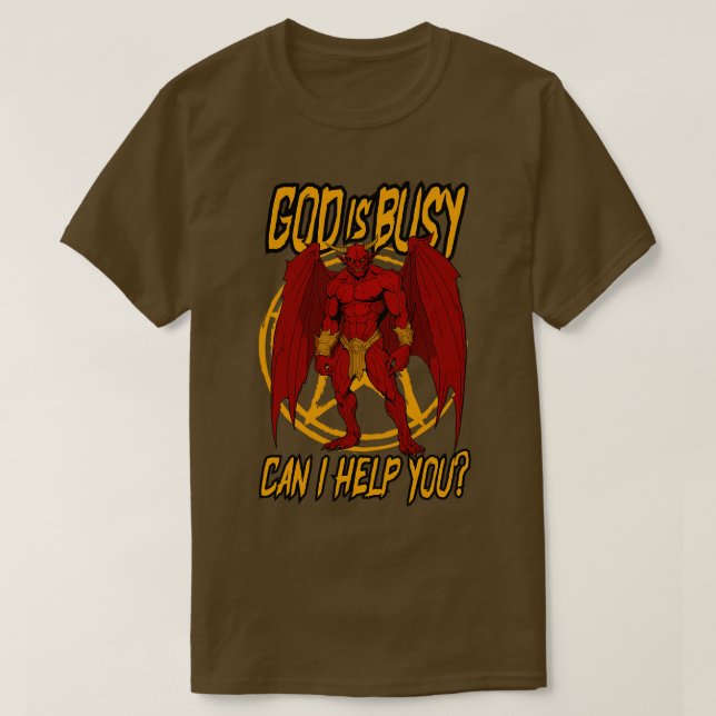 Camiseta Deus Está Ocupado Posso Ajudá-Lo? (Frente do Design)