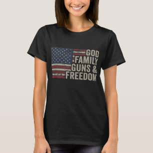 Camiseta DEUS FAMÍLIA ARMAS E LIBERDADE Pro Gun Vintage EUA