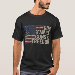 Camiseta DEUS FAMÍLIA ARMAS E LIBERDADE Pro Gun Vintage EUA