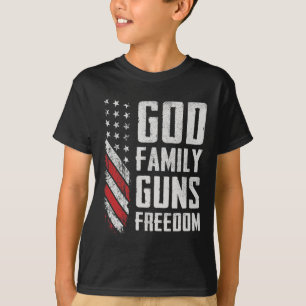 Camiseta Deus Família Armas Liberdade - Bandeira EUA Cristã