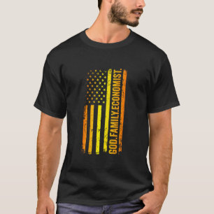 Camiseta Deus Família Economista EUA Bandeira Americana Dia