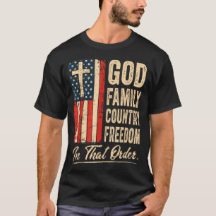 Camiseta Deus Família País Dom Nesta Ordem Bandeira Dos EUA