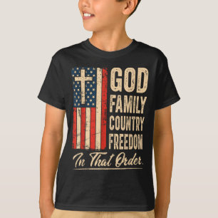 Camiseta Deus Família País Dom Nesta Ordem Bandeira Dos EUA