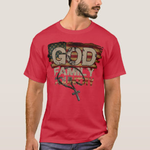 Camiseta Deus Família País dos EUA Bandeira Cristãos Patrio