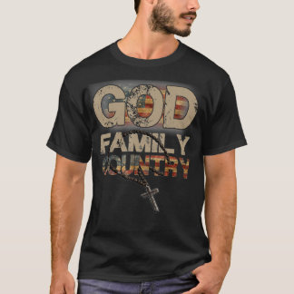 Camiseta Deus Família País EUA Bandeira Patriótica Cristã