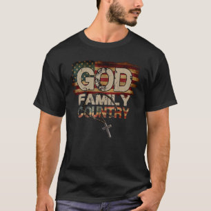 Camiseta Deus Família País Nós Bandeiras Cristãos Patriótic