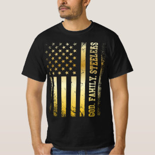Camiseta Deus Familiar Steelers Pro Us Flag Shirt Dia de os