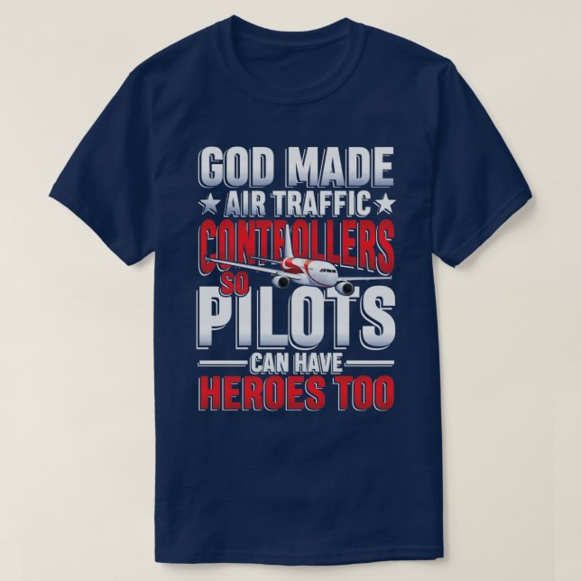 Camiseta Deus fez controladores aéreos para piloto e copilo (Frente do Design)