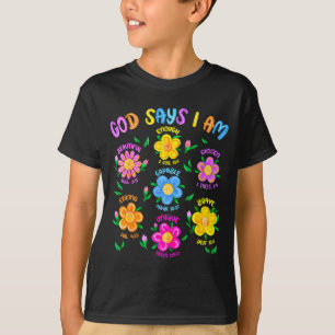 Camiseta Deus Floral Diz Eu Sou Versículo Bíblico Cristão J
