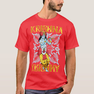 Camiseta Deus hindu o flautista azul Krishna