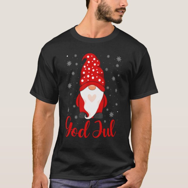 Camiseta Deus Jul Norueguês Gnomo Felry Roupa de Natal (Frente)